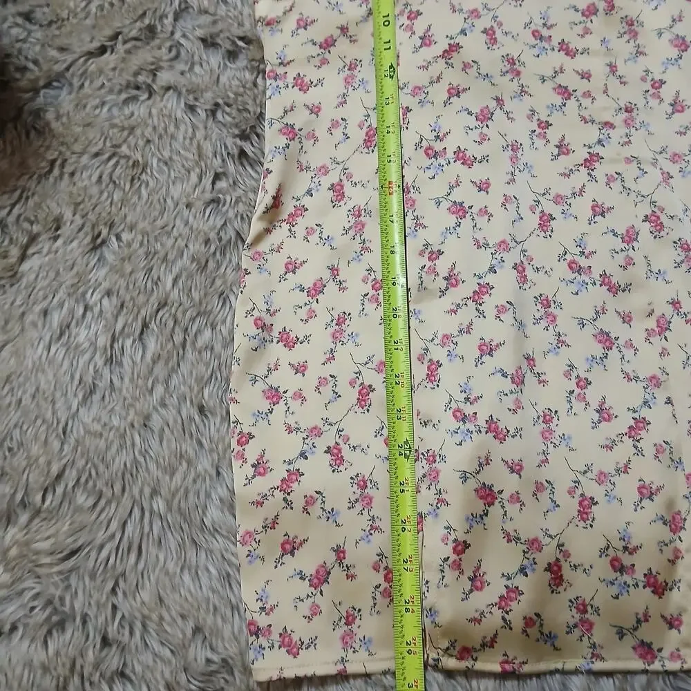 Forever 21 Women’s‎ Size M Yellow Floral Mini Slip Dress Cottagecore Romantic